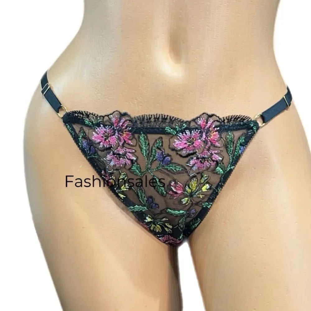 Victorias Secret Very Sexy Sheer Embroidered Mesh String Cheeky panty black M